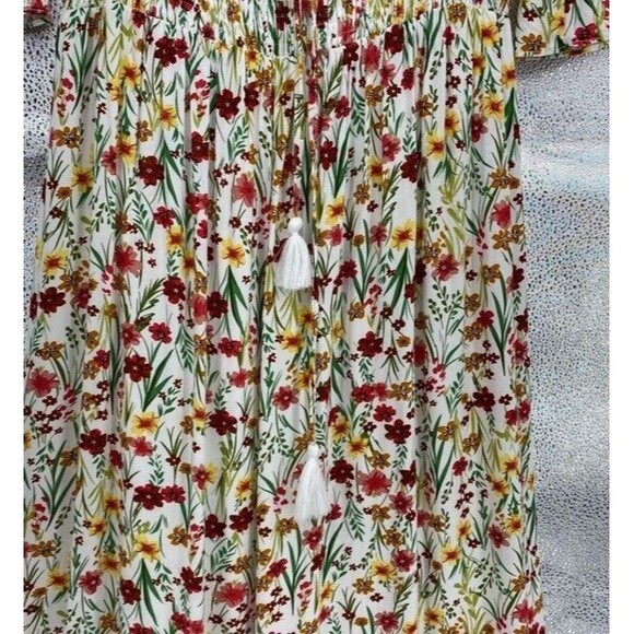 Lost + Wander Floral Maxi Renee Smocked Off Shoulder Bell Sleeves Fairy Cottage - Picture 6 of 12